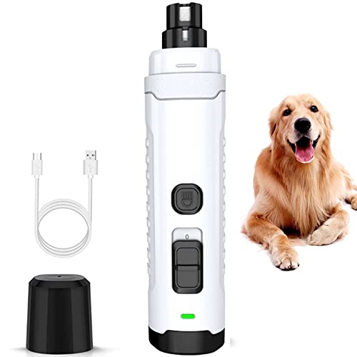 Preisvergleich Produktbild suneagoo Krallenschleifer FüR Hunde, Elektrischer Krallenschneider Haustiere Mit 2 Led-Lichtern / Geschwindigkeiten, Schmerzloses Pfotenpflege-GläTtungswerkzeug GroßE, MittelgroßE Hunde,White