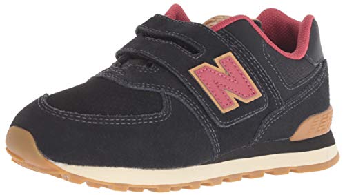 Image of New Balance Kid's 574 V1 Hook and Loop Sneaker, Black /Earth Red, 4.5 W Big Kid (8-12 Years)