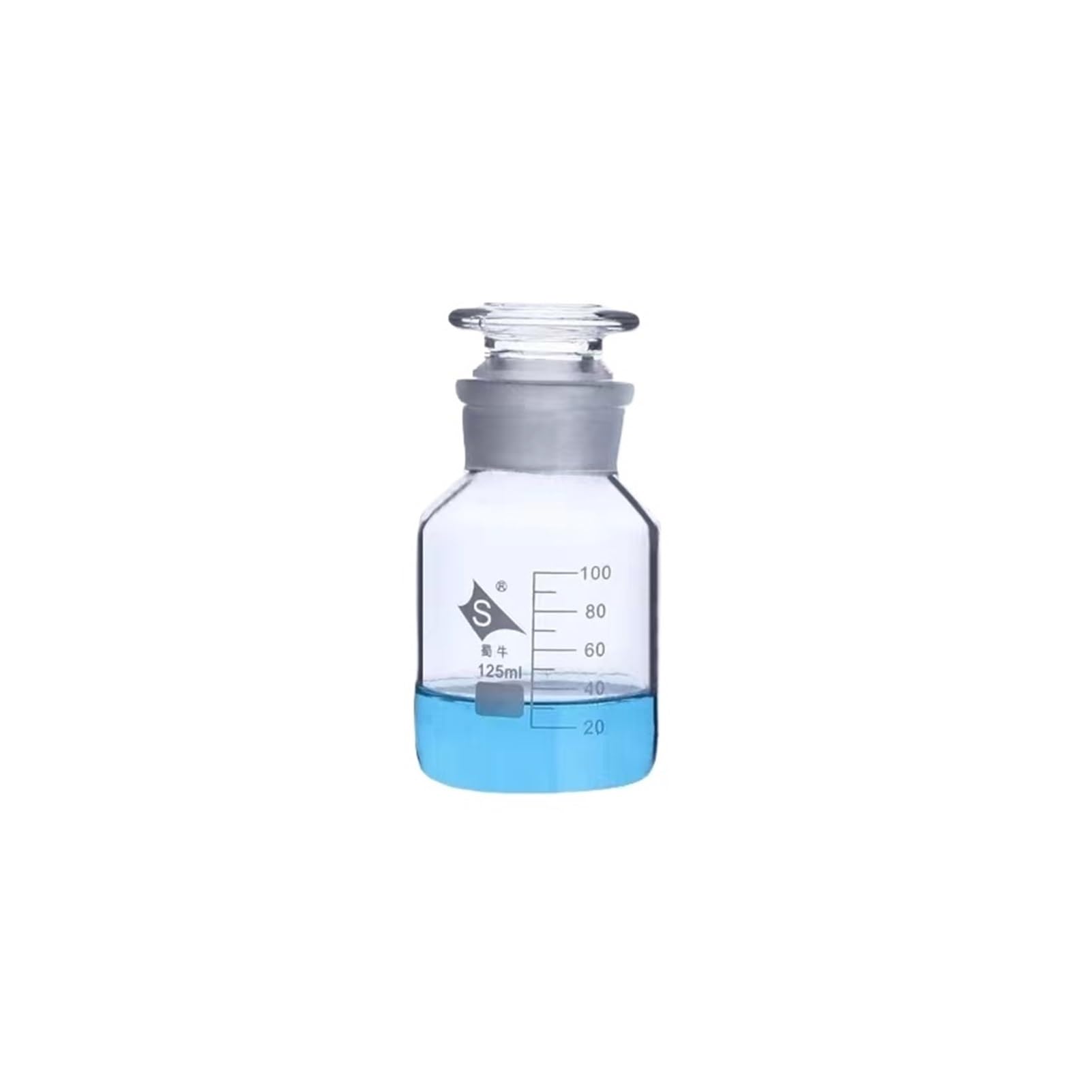 Frasco de reactivo de Boca Ancha de Vidrio común, marrón/Transparente, con tapón Esmerilado, Viales de Muestra de Laboratorio(125mL 4pcs)