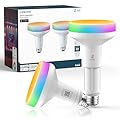 Linkind Matter BR30 Smart Light Bulbs with Stretchable Design & 4-Zone Aurascape Color, 850LM Recessed Smart Flood Light Bulb, Works with Alexa/Apple Home/Google Home, Music Sync Light Show, 2 Pack