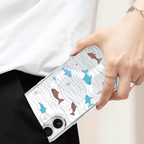 Coque iPhone 16 antichoc transparente vagues mer magnétique