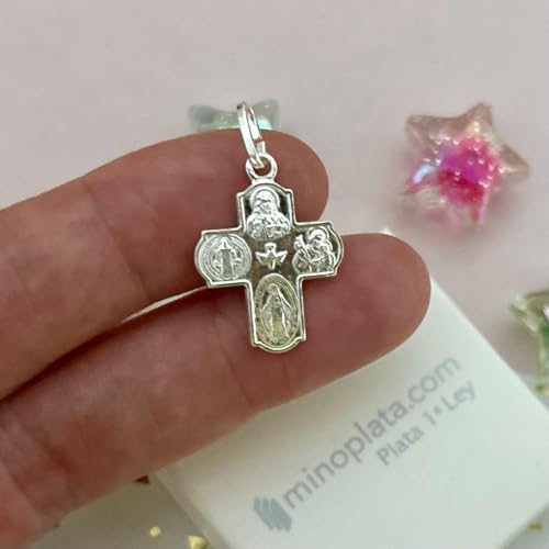 Cruz de Cuatro Vías plata de ley hipoalergénica que soluciona alergias en pieles sensibles 3