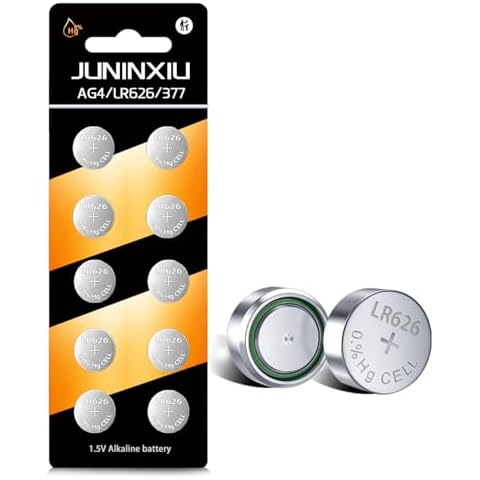 JUNINXIU SR626SW Watch Battery LR626 377 AG4 Button Battery LR626 L626 SR626 377A Button Coin Cell Batteries (10pcs Cover