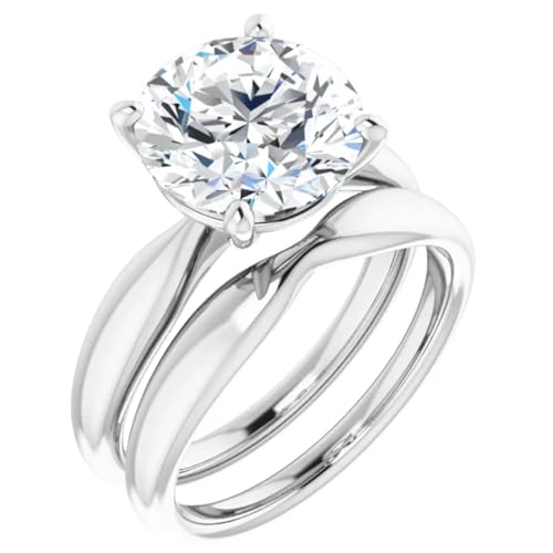 Solitaire 3 Carats Round Lab Diamond Engagement Ring2