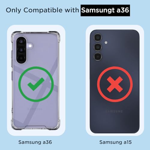 Image of Amazon Basics Back Cover for Samsung Galaxy A36 5G PC + TPU Clear Transparent Raised Edges Shockproof Protective Phone Bumper Case(Transparent)