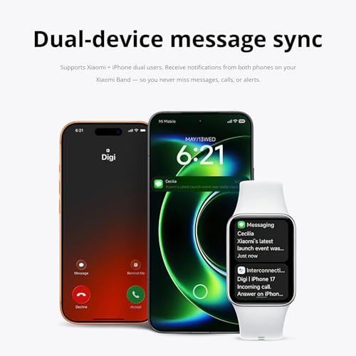 Image of XIAOMI Smart Band 10 Pro, Fitness tracker for Men and Women, 1.74 inch AMOLED display, Upgraded sleep algorithm, 21 Days Battery Life, Dual-device message sync, 150+ sports modes, 5ATM, Silver, One Size