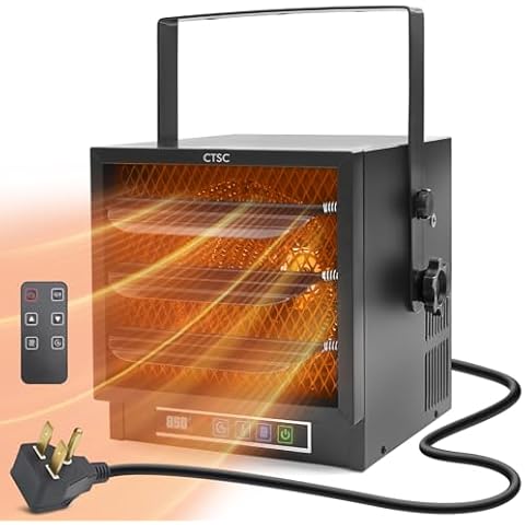 CTSC 4800W Garage Heater 240V/30Amps Plug - Garage Heater Electric - Fan-Forced Thermostat Control Electric Shop Heater, with Remote Control, 8-Hour Timer, Ideal for Workshop, ETL Compliant Cover