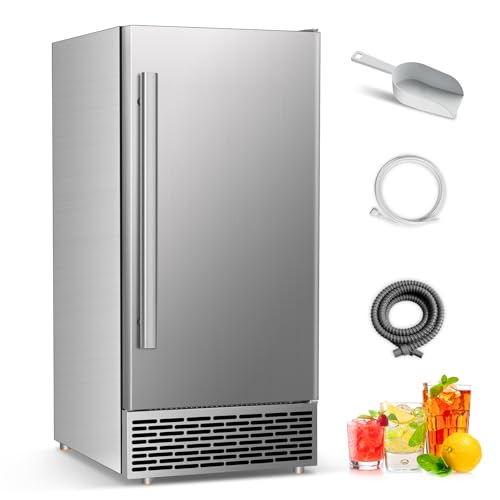 Image of Commercial Ice Maker Machine 120 LBS /24H, 30 LBS Cold Preservation Bin for 4-6H, Undercounter Ice Maker Stainless Steel, 40 Ice Cubes /8-15 Min Ice Machine, Set Ice Thickness, 24H Timer for bar, Cafe