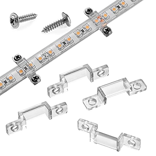 MMSD 100 Pack LED Strip Light mounting Brackets Strip Light clamp with 202 Screws Suit for 10mm Wide IP67/68 Waterproof Strip Lights