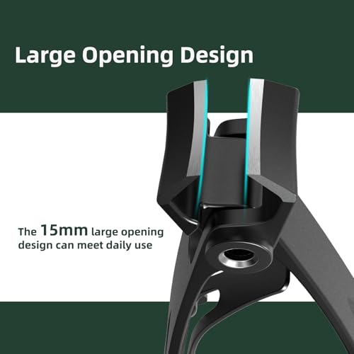 Image of German Nail Clippers for Men, VANWIN Toenail Clippers for Thick Nails for Seniors with 16mm Wide Jaw, Ergonomic Heavy Duty Angled Head Toe Nail Clippers with Catcher Fingernail Clipper for Women Black