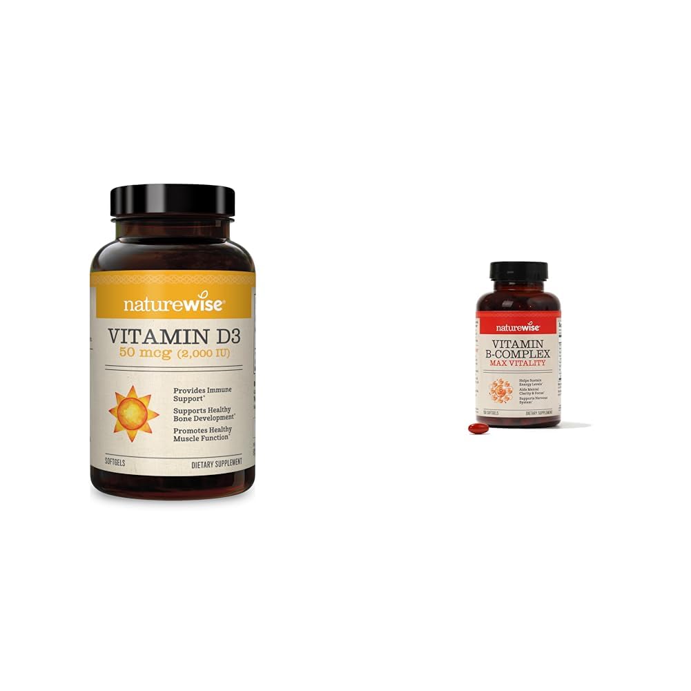 NatureWise Vitamin D3 2000iu 360 Count and Vitamin B Complex 150 Softgels - Healthy Muscle Function, Immune Support, Cellular Energy, Mental Clarity