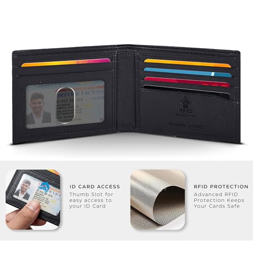 Image of Oak Leathers Slim Leather Wallet for Men - RFID Wallets Credit Card Holder Ultra Thin Gift for Mens, Front Pocket Minimalist Design