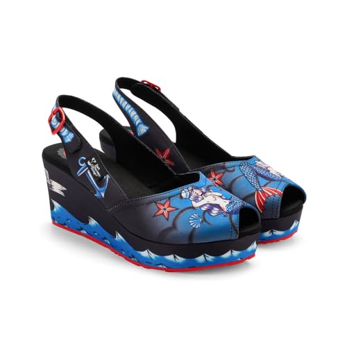 Image of Hot Chocolate Design Funky Women's Peep Toe Wedge Sandals