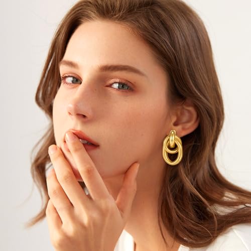 Gold Geometric Drop Dangle Earrings for Women Long Link Dangle Earrings Jewelry2