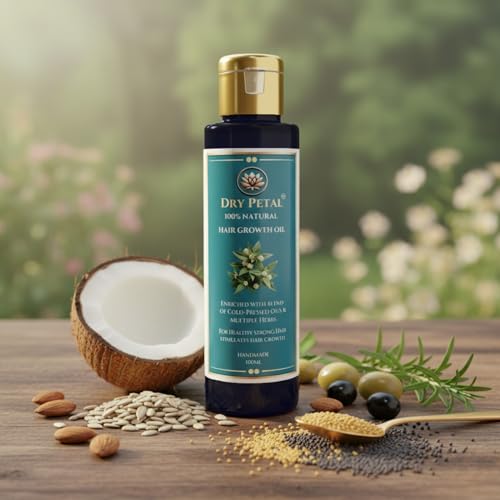 Image of Ayurvedic Hair Oil for Hair Growth & Hair Fall Control | 100% Natural Herbal Oil with Bhringraj, Amla, Brahmi, Neem, Hibiscus & Cold Pressed Oils | Anti-Dandruff, Nourishing & Non-Sticky - (100 ML)