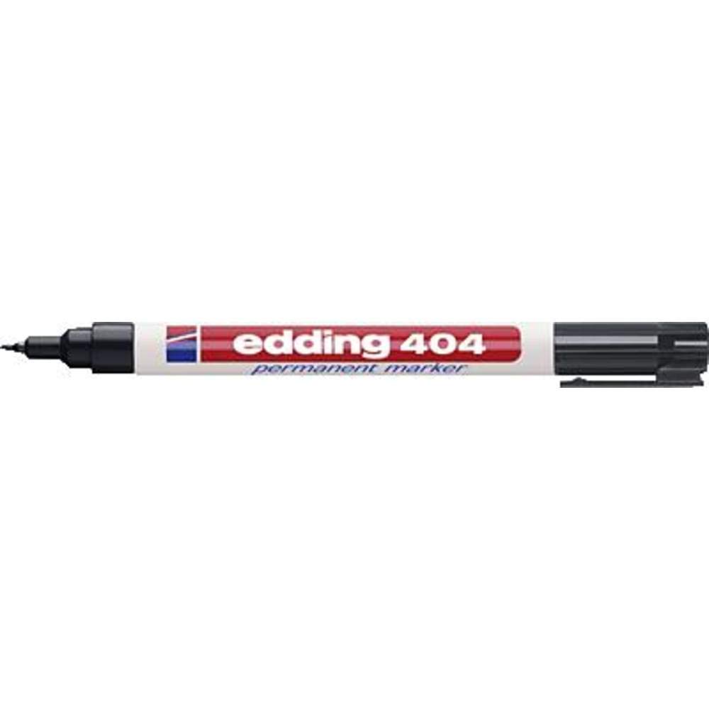 edding 404 marcador permanente, negro, 1 rotulador, punta extra fina redonda 0,75 mm, resistente al agua, de secado rápido, rotuladores indelebles, para cartón, plástico, madera, metal, vidrio