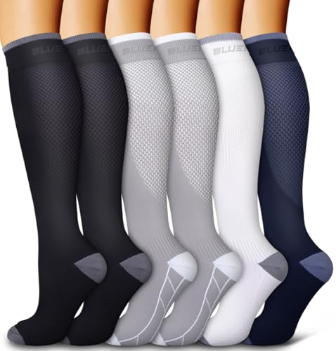 Image of Bluemaple 6 Pack Copper Compression Socks for Women and Men Circulation-Best Support for Medical, Running,Nursing,Athletic
