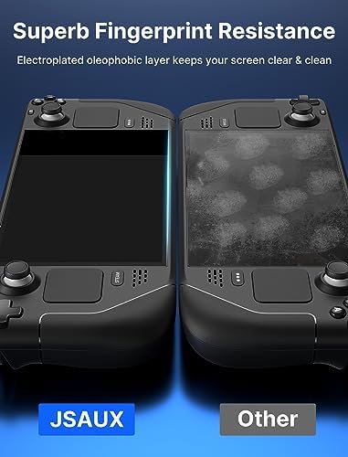 JSAUX Szkło Hartowane na Steam Deck (OLED) [Pakiet 2 sztuki], Całkowita Ochrona Ekranu dla Valve Steam Deck, Łatwy Montaż z Ramką Montażową (Wersja Ulepszona)