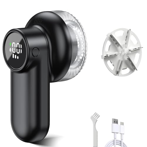 30% off - Rechargeable Fabric Shaver with a Spare Blades, Lint Remover Electric,Portable Sweater Defuzzer with LED Display,3 Speeds, Remove Pilling for Clothes, Furniture, Sweater, Couch, Blanket