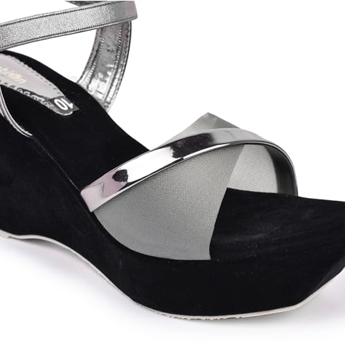 Image of Action Women's Suede Platform Sandals| Stiletto Heel| Open Toe with Ankle Strap