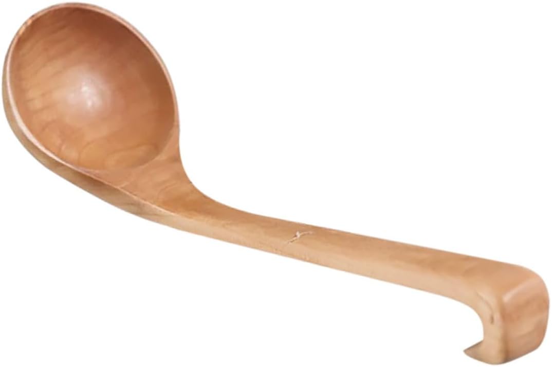 Wood Soup Ladle with Long Handle and Large Bowl for Deep Pots