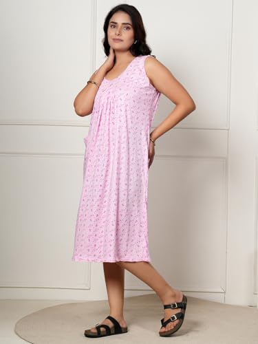 Image of Onekbhalo Women Cotton Night Dress Printed Culf Length Night Gown Short Nighty