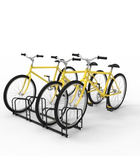 Shree Bicycle Mild Steel Black Floor Mount staggerged Bicycle Parking Stand for 4 Bikes
