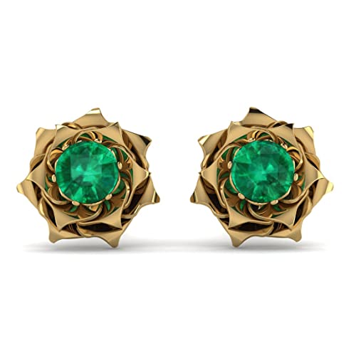 Pendientes de rosa en oro de 18k con piedra preciosa personalizable para regalar en ocasiones