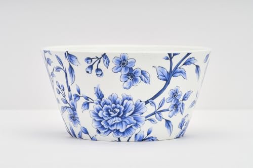 Image of GOLDEN QUEEN'S Bowls Set of 2 | Ideal for Snacks, Noodles, Ramen, Salad, Cereals, Rice | Microwave Safe | Handcrafted - Sapphire Bloom, 500 ml