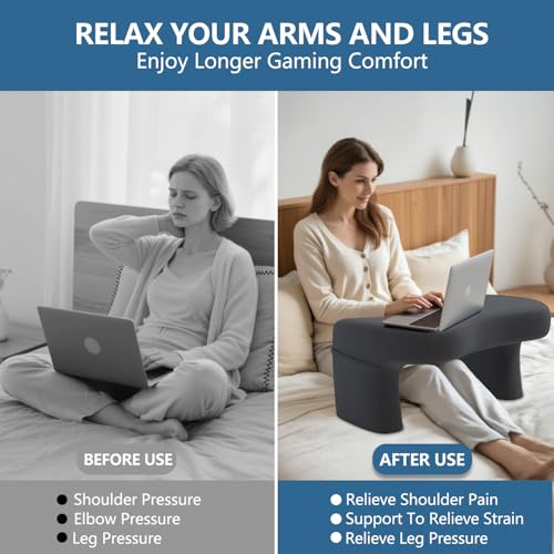 Image of TARKAN Multipurpose Lap Desk for Laptop - Cushioned Laptop Stand with Detachable Leg & Side Pocket | Portable Bed Table for Work, Study & Entertainment