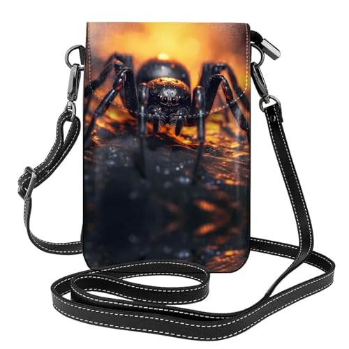 Cartera pequeña cruzada para teléfono con diseño de araña en la luz, perfecta para ir de compras, viajes y uso diario.