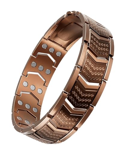vapeples Copper Bracelet for Men 3X Magnetic 3800 Gauss 99.99% Pure Copper Magnetic Bracelets for Men Power Balance Shield Design Gift Box Packaging With Adjustment Tool