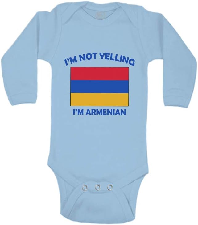 Baby Long Sleeve Bodysuit I'm Not Yelling I Am Armenian Armenia Countries Cotton