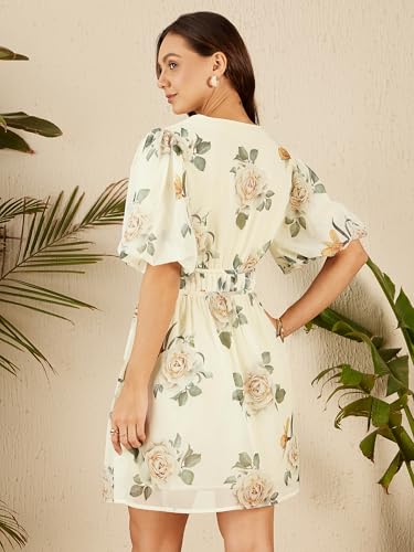 Rare Women's Chiffon A-Line Above The Knee Dress (Ep8081_Off White