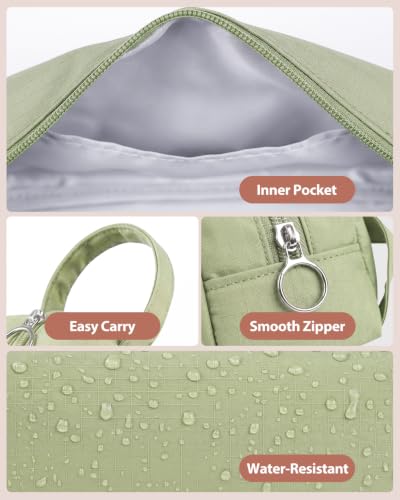Image of Fmeida Simple Pencil Case Pouch, Office Supplies Gift for Men Women, Green | Eco-Friendly Fabric, Gift Box, Water-Resistant, Inner pocket, Carry handle, for Coworkers Writers Teachers Designers