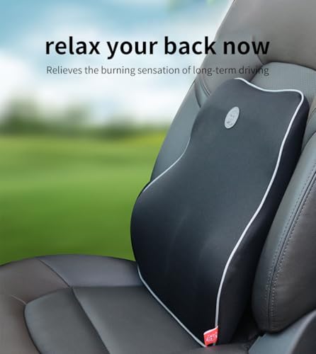 Image of YOURKARTS.COM Car Seat Lumbar Support Cushion | Memory Foam Back Support Pillow for Car Driving | Orthopedic Lower Back Pain Relief Cushion for Office & Home | Breathable & Comfortable Backrest