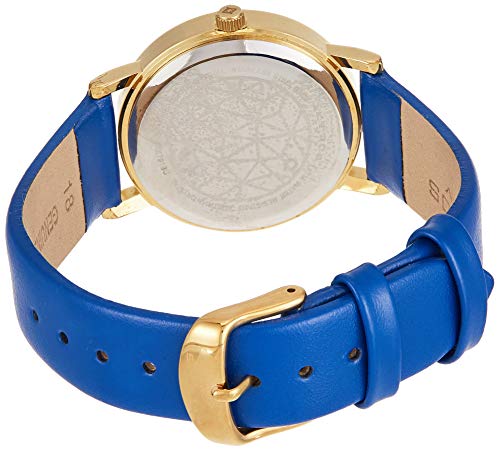 Akribos Xxiv Women's Crystal-Accented Watch - Geo-Patterned Mother-Of-Pearl Dial On Genuine Leather Band - Ak791 (Blue) #TOP1