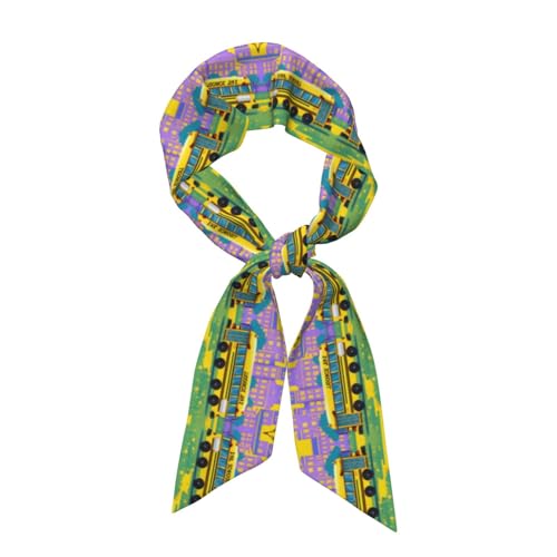 School Bus Print Stylish Women's Fashion Scarf Travel and Style Accessorizing Lightweight Scarf