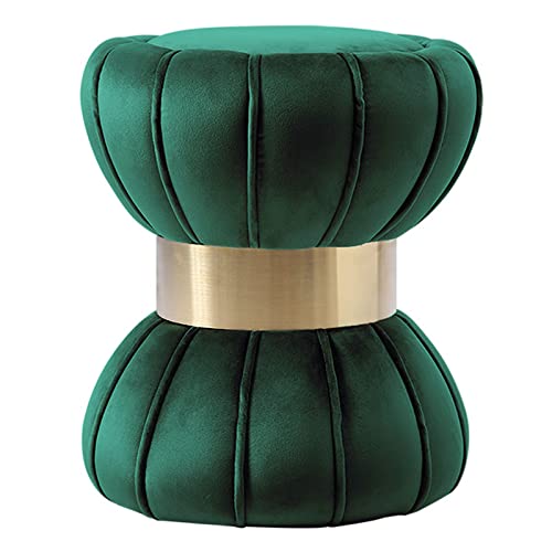 Taburete de tocador otomano redondo con base dorada de acero para dormitorio 6