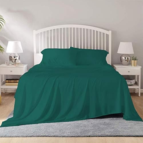 Image of YRM Bedding's - Egyptian Cotton Bedsheet 400-TC Premium Hotel Quality 1 Bedsheet (82x102) + 2 Pillow Covers (18x28) - (Full Size, Teall Color)