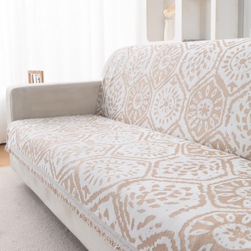 Image of HOKIPO Serene Abode Sofa Cover 3 Seater, 180x175 cm, Boho Floral Tile