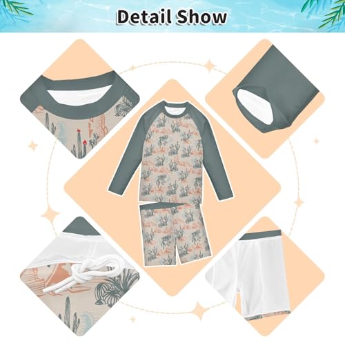 Boys Rash Guard Set Desert Cactus Piece UP50+ Swim Set for Boys 3T-10T4