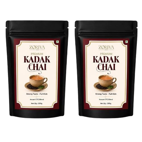 Image of ZORIVA कड़क चाय 500 G (250g x 2) | Strong Assam CTC Tea | Full Bodied Chai Patti | Rich Aroma