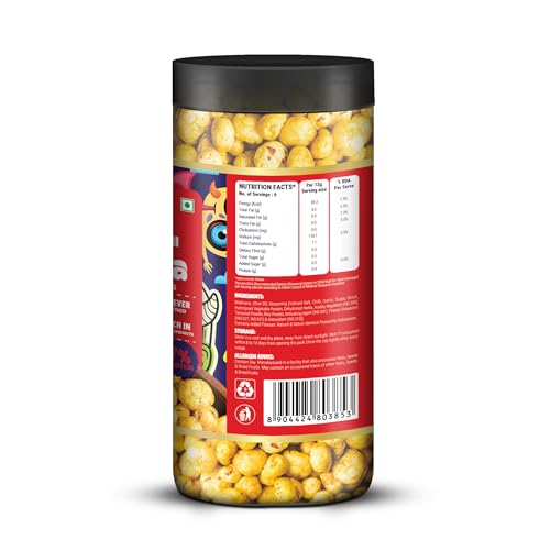 Image of Happilo Premium Makhana Superhot Peri Peri Jar 80g | Roasted Foxnuts, Phool Makhana | Healthy Snacks | Low Calorie, Vegan & Spicy