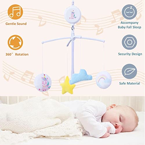 Crib Mobile For Girls Boys, Baby Mobile For Crib With Digital Music Box Special 35 Lullabies For Baby Gifts Ages Newborn +, Pink Unicorn - Yellow Star - Blue Cloud - Rainbow #TOP3