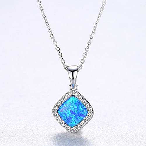 Colliers en Argent Sterling pour Les Femmes Chaîne Fine Pendentif Opal