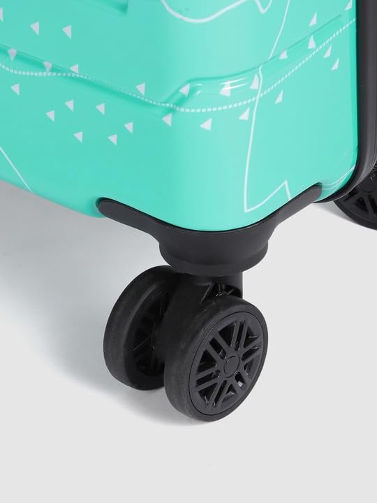 Image of TEAKWOOD LEATHERS Twin Printed 360 Degree Rotation Hard Cabin Trolley Bag (Green, Small)