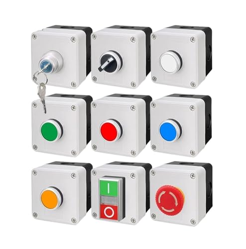 Boîte de commande à 1 trou bleue avec interrupteur d'arrêt d'urgence étanche - 2