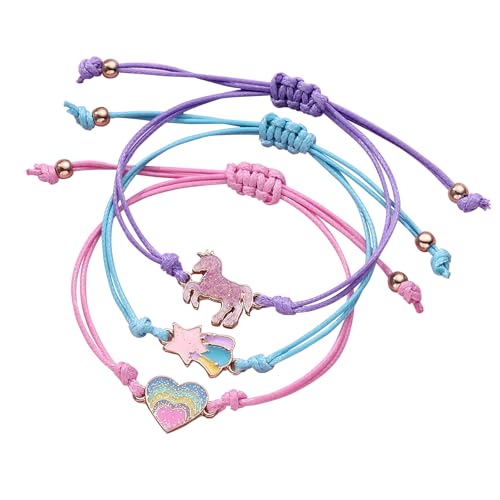 3-Piece Unicorn Rainbow Bracelet Set - Friendship Themed Adjustable Wristbands for Besties - Magical Fantasy Accessory for Teens & Young Adults, Damaill