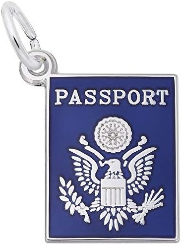 Rembrandt Charms, Blue Passport, .925 Sterling Silver, Engravable